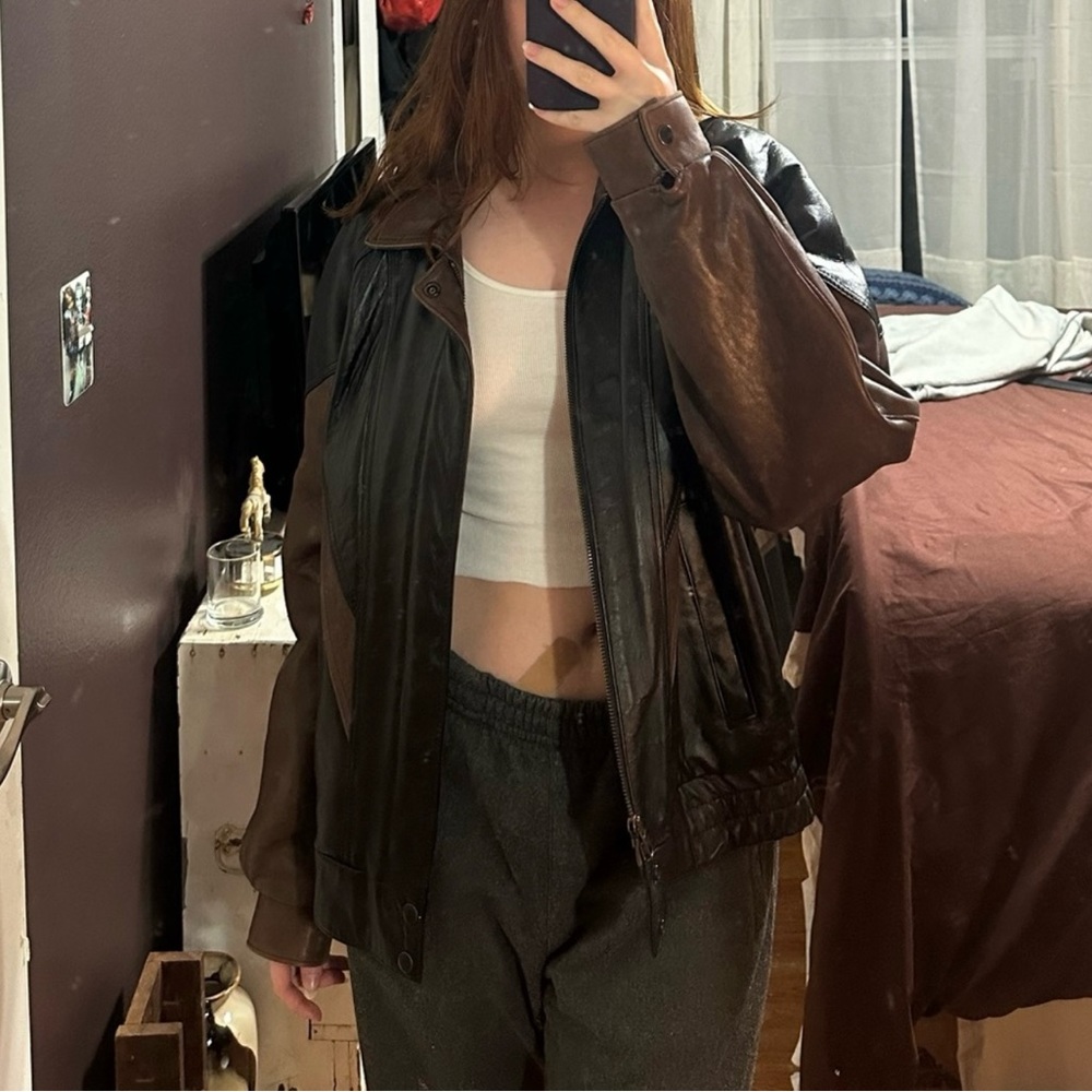 REED BLACK AND BROWN LEATHER JACKET